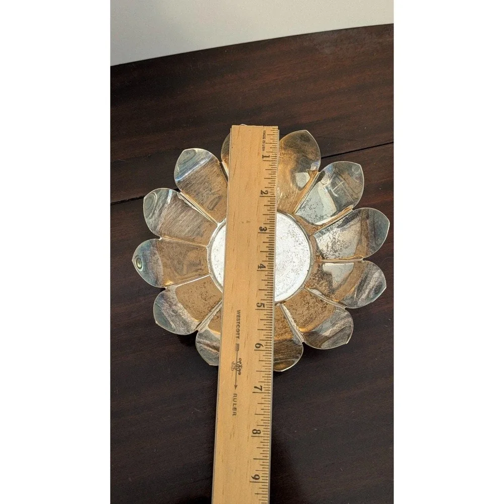 Vintage Leonard Silver Plate Floral Pedestal Bowl Hollywood Regency Candy Dish